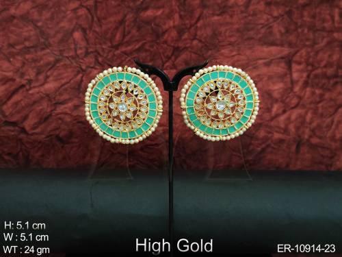 Clustered Pearl High Gold Polish Fancy Style Party wear Beautiful Antique Jewellery Earring Tops