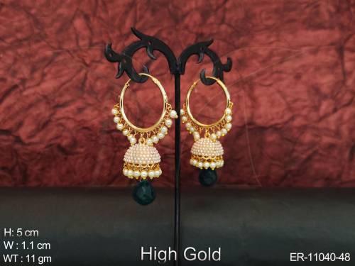 high-gold-polish-clustered-perl-designer-fancy-design-party-wear-jhumka-earring