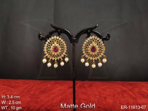 antique-jewellery-designer-matte-gold-polish-earrings-