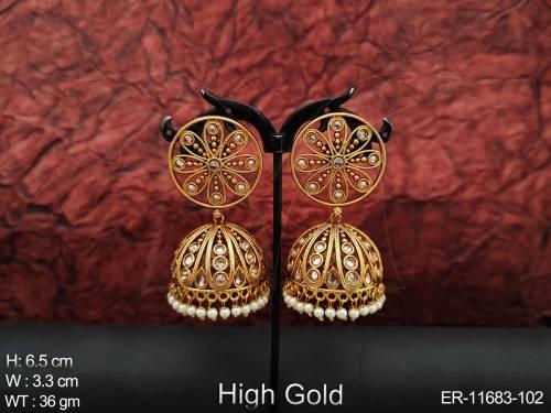 antique-jewellery-beautiful-design-high-gold-polish-earrings-