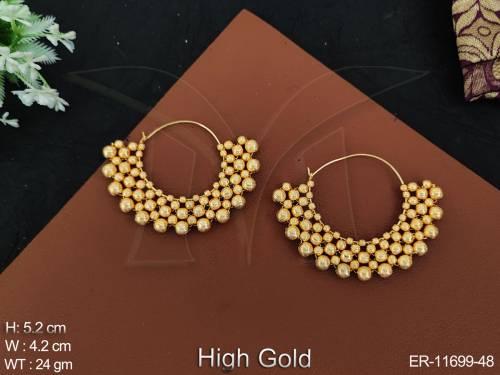 High Gold Polish Bali Style Fancy Desing Party wear Designer Chand Bali Antique Style Antique Earring 