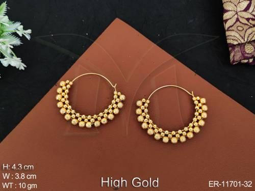 High Gold Polish Fancy Desing Antique Design Beautiful Antique Jewellery Chand Bali Style Earring  
