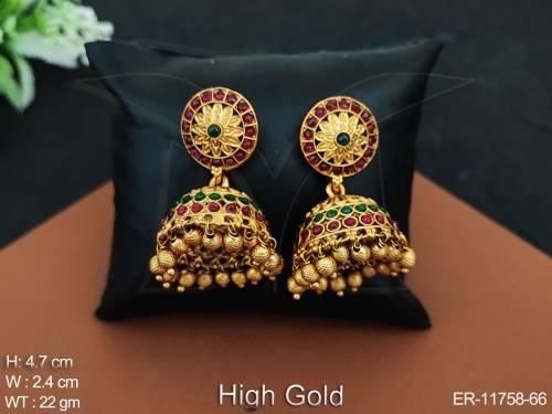 Designer Party wear Beautiful High gold Polsih Antique Jewellery Jhumka Earring 
