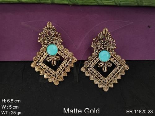 fancy-style-pary-wear-antique-desing-matte-gold-polish-antique-jewellery-earring