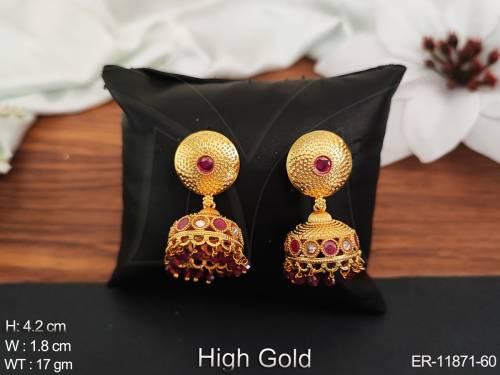 fancy-style-clustered-pearl-high-gold-polish-antique-style-designer-jhumka-earring