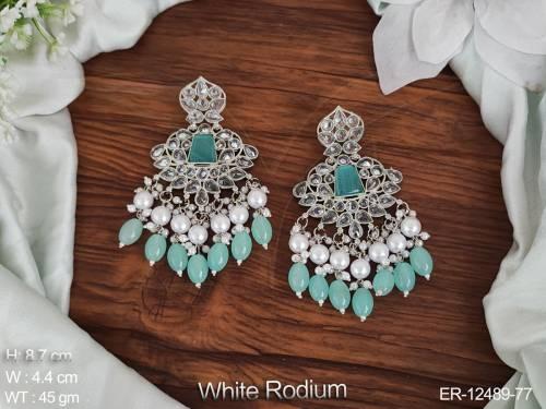 desinger-fancy-style-party-wear-clustered-pearl-white-rodium-antique-jewellery-antique-designer-dangler-earring-