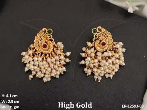 Antique Jewelry High Gold Polish Fancy Peacock Design indian Traditiona Antique Earrings 