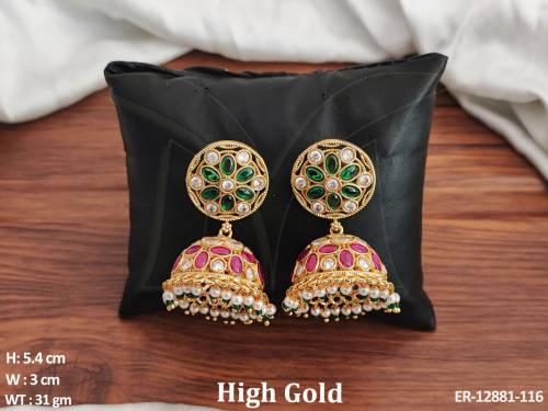 antique-jewellery-high-gold-polish-fancy-design-antique-jhumka-earrings-