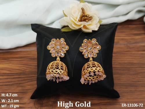 designer-fancy-style-party-wear-beautiful-high-gold-polish-antique-jhumka-earring