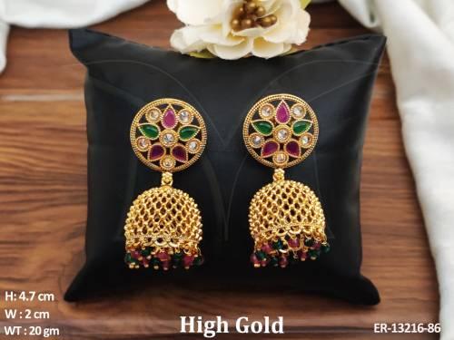 oval-shape-stone-antique-jewellery-high-gold-polish-antique-jhumka-earrings