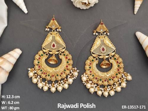 designer-wear-rajwadi-polish-party-wear-antique-long-earrings-