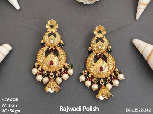 antique-rajwadi-polish-jewellery-designer-wear-party-wear-accessories-women-antique-long-earrings