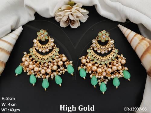 clusterpearls-designer-wear-high-gold-polish-antique-earrings