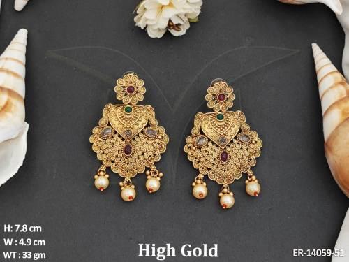 clusterpearls-fancy-style-party-wear-high-gold-polish-antique-earrings-