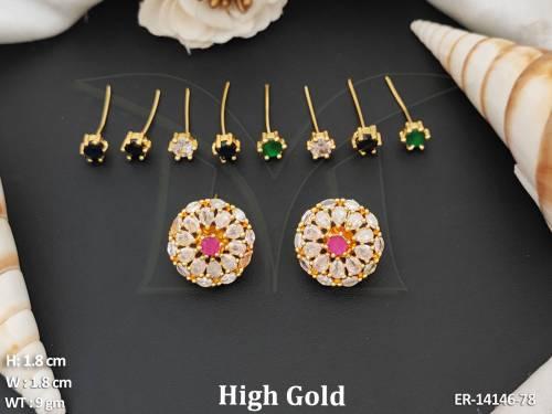 Antique Changable Jewellery High Gold Polish Fancy Designer Earrings 