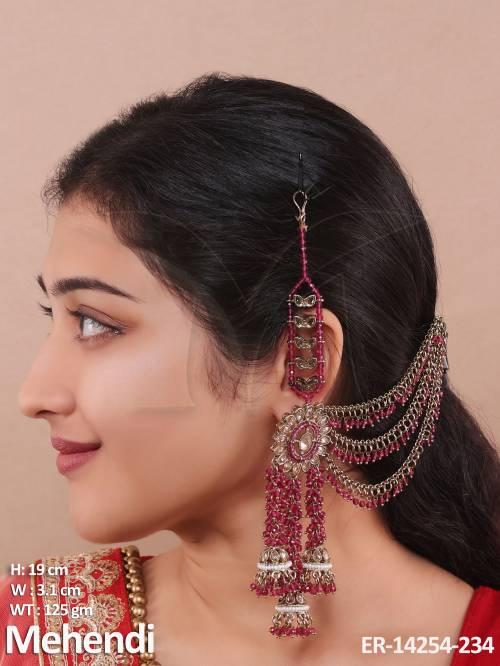 Antique Jewellery Full Stone Mehendi Polish Party Wear Earrings