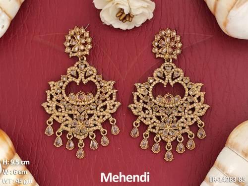 Antique Jewellery Beautiful Design   Mehendi Polish Earrings 