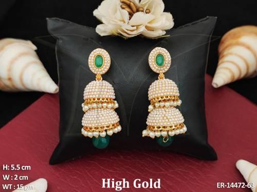 antique-jewellery-designer-high-gold-polish-clustered-pearl-party-wear-earrings-
