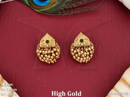 Beautiful Antique Jewellery Design High Gold Polish Party Wear Earrings  
