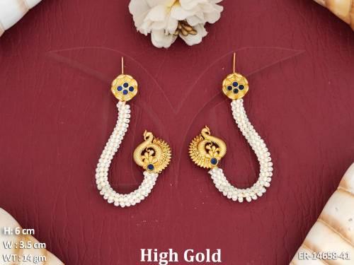 Antique Jewellery High Gold Polish Fancy Design Antique Earrings 