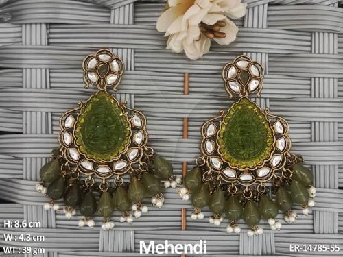 antique-jewellery-mehendi-polish-clustered-pearl-fancy-style-antique-earrings-