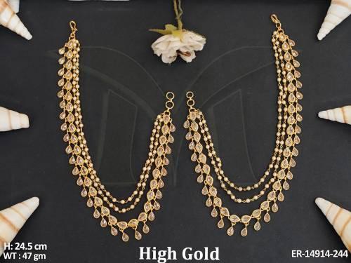 Antique Jewellery High Gold Polish Antique Kaan Chain Beautiful Earrings