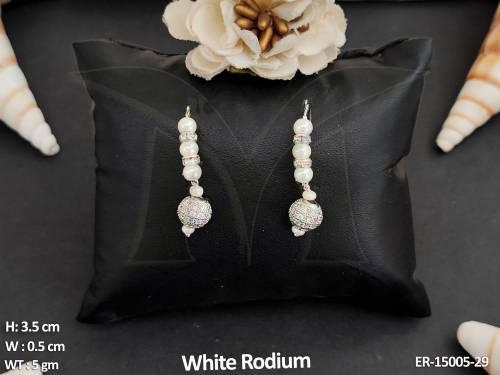 Antique Jewellery White Rodium  Polish  Full Stone Party Wear  Earring 