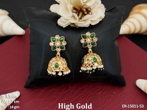 Beautiful Designer Antique Jewellery High Gold Polish Party Wear Earrings  