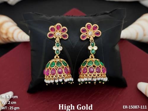 antique-jewellery-high-gold-polish-clustered-pearl-full-stone-earrings-