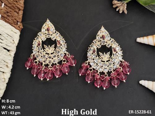 designer-antique-jewellery-high-gold-polish-clustered-pearl-earrings-