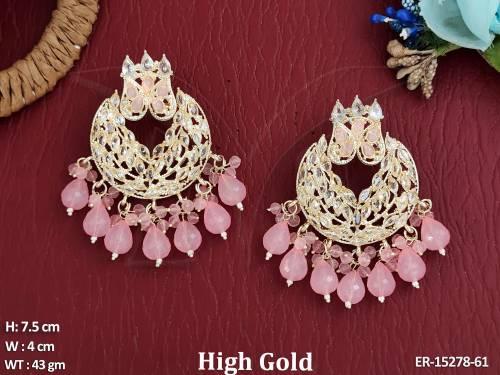 designer-antique-jewellery-high-gold-polish-clustered-pearl-earrings-