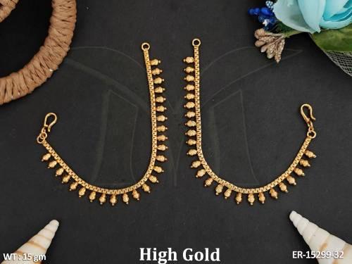 Antique Jewellery Designer High Gold Kaan Chain  Earrings    