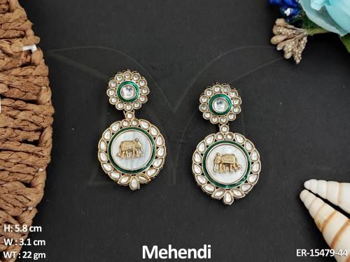 Antique Jewellery High Gold Polish Fancy Designer Earrings  — ER-15479-44