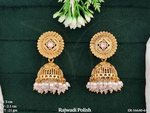 Traditional Rajwadi Polish Jhumka Earrings Parties, and Traditional Festive Looks