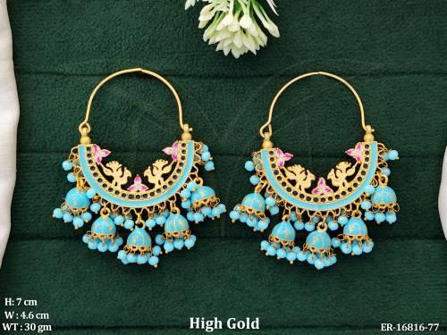 Antique Design High Gold Polish  Party Wear  Jhumka  Earrings  
