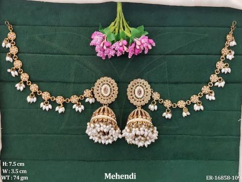Beautiful Designer Mehendi Polish Party Wear Earrings   