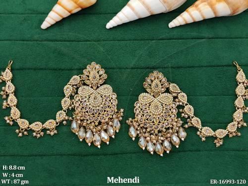 Antique  Jewellery Mehendi polish clustered Pearls Earring