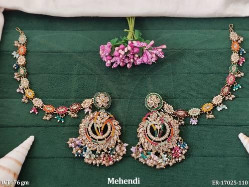 Antique Designer Mehendi  Polish Party Wear Earrings  