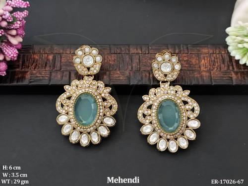 Antique Designer Mehendi Polish Party Wear Earrings  