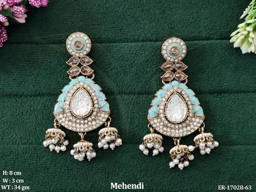 Antique Mehendi Polish Designer Party Wear Earrings  
