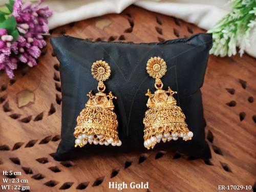 Antique Designer High Gold Polish Fancy Style Earrings    — ER-17029-10