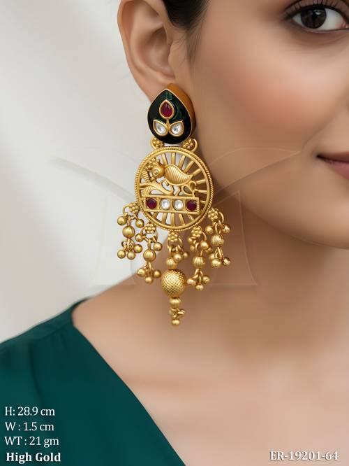 Antique High Gold Bird Motif Dangler Earrings