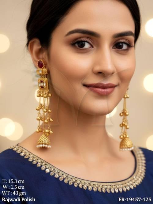 Traditional Rajwadi Designer Hanging Jhumka Earrings