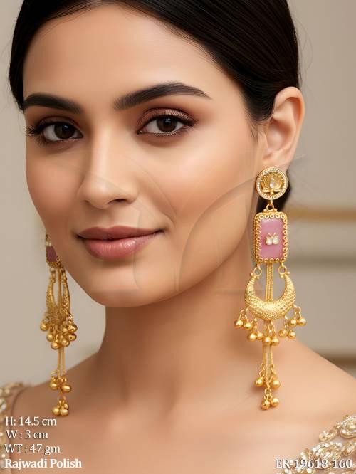 Traditional Full Stone Peacock Style Long Earrings