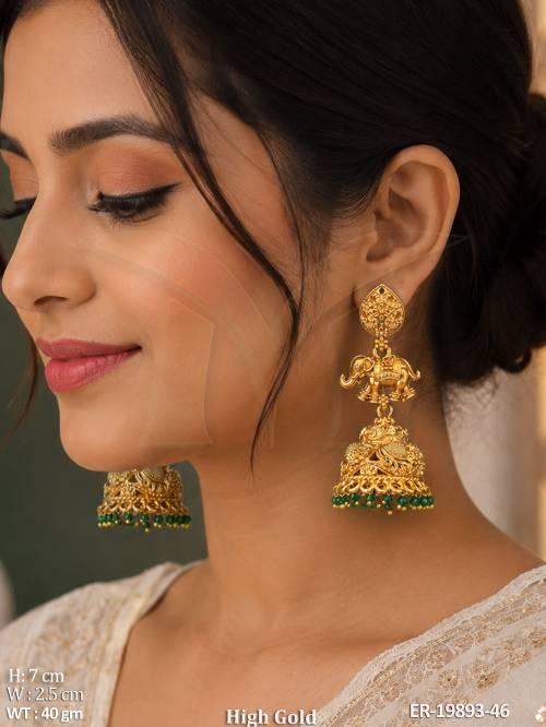 Traditional High Gold Elephant Designer Jhumka Earrings