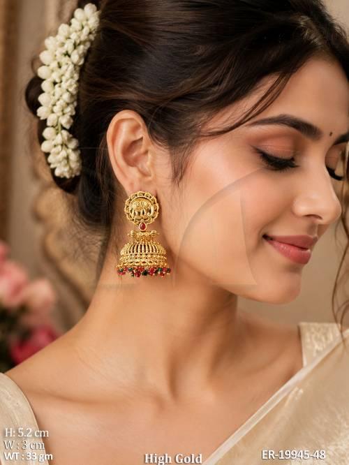 High Gold Elephant Temple Jhumka Earrings for Women
