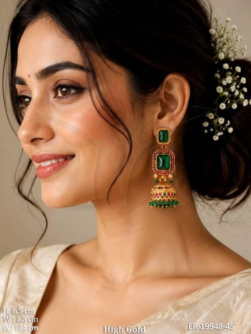 Antique Full Stone Designer Jhumka Earrings