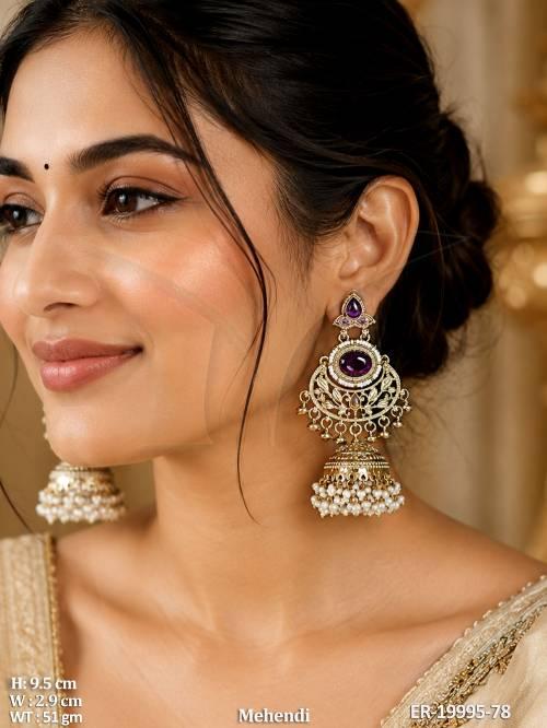 Traditional Chandbali Jhumka Earrings with Pearls