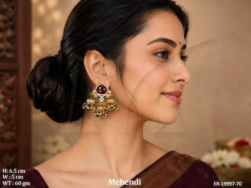 Antique Gold Full Stone Jhumka Earrings