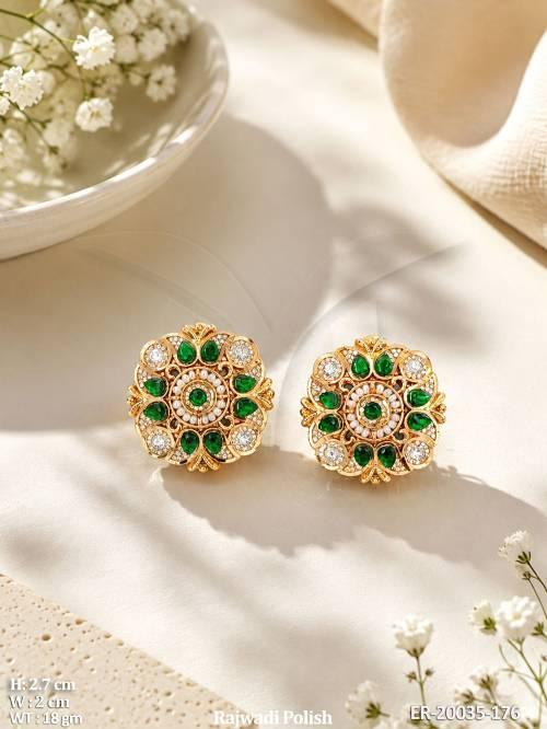Rajwadi Polish Pearl Floral Designer Earrings